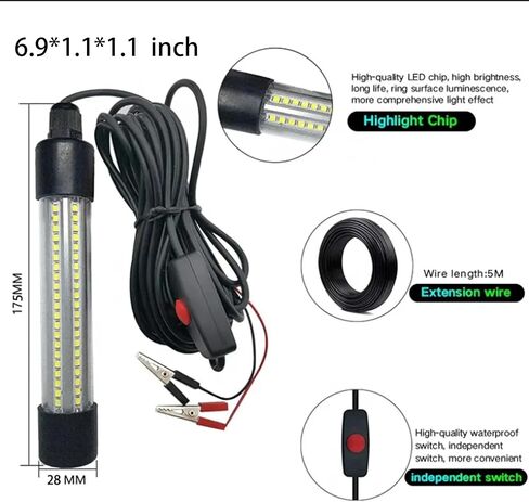 Etop IP68 أسماك الصيد تحت الماء أسماك سوبر مشرق LED 13W 12-48V AC/DC جذب الضوء ، ضوء الصيد الليلي in Saudi Arabia