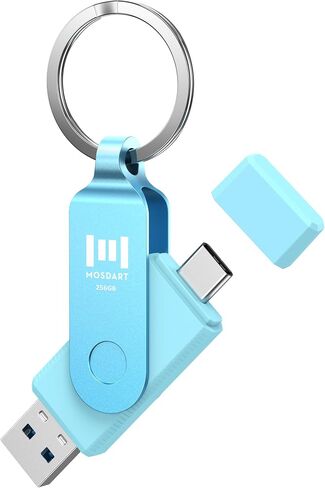 Mosdart 256gb مزدوج USB C محرك أقراص فلاش ، تسريع إلى 150 ميجابايت/ثانية من النوع C ومحرك الإبهام مع الحبل ومؤشر LED ، عصا الذاكرة exfat لجهاز iPhone 15 ، 16 ، iPad ، Android Phone ، Pink ، Pink in Kuwait