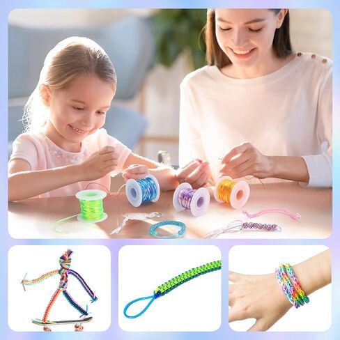 PP Opount Plastic Lanyard String Kit و 15 Gimp String مع 40 ملحقات سلسلة المفاتيح والتعليمات التفصيلية وسلسلة Boondoggle لأساور DIY وسلاسل المفاتيح والطمر (اللون الصلب/اللمعان/الليزر) in Kuwait