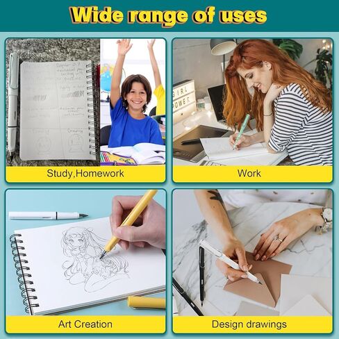 XIUSHE 6PCS Infinity Forever Pencils for Writing-0.7mm Infinite Everlasting Metal Inkless Pencils Set,Technology Magic Writing Pencil For School Office Professional Use (Black white,6) in Kuwait