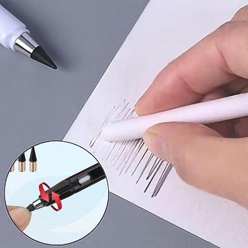 XIUSHE 6PCS Infinity Forever Pencils for Writing-0.7mm Infinite Everlasting Metal Inkless Pencils Set,Technology Magic Writing Pencil For School Office Professional Use (Black white,6) in Kuwait