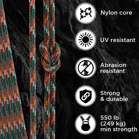 Teceum paracord Type III 550 basalt-100 ft-4mm-tactical rope mil-spec-ourdive para cord-camping meathing fishing and equipment in Kuwait