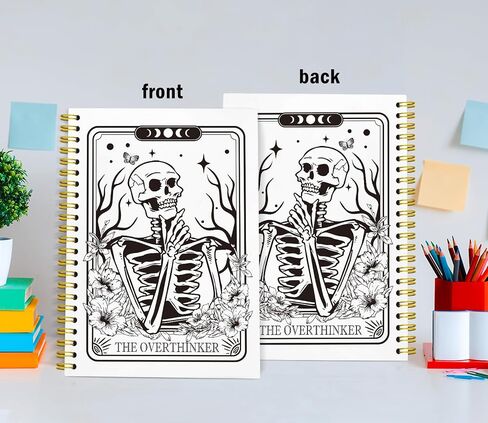 Gothic Tarot Spiral Notebook,The Reader Skull Lined Notebook Hardcover,College Ruled Notebook Journal for Writing,Book Lovers Gifts for Women Friend Teens,5.5x8.3 in Saudi Arabia