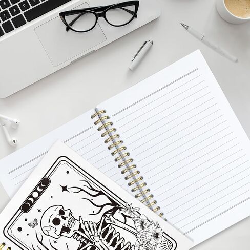 Gothic Tarot Spiral Notebook,The Reader Skull Lined Notebook Hardcover,College Ruled Notebook Journal for Writing,Book Lovers Gifts for Women Friend Teens,5.5x8.3 in Saudi Arabia