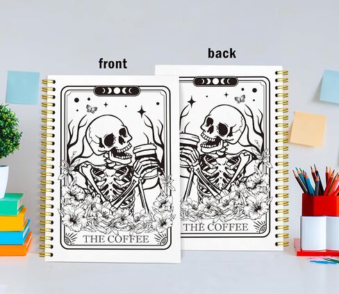 Gothic Tarot Spiral Notebook,The Reader Skull Lined Notebook Hardcover,College Ruled Notebook Journal for Writing,Book Lovers Gifts for Women Friend Teens,5.5x8.3 in Saudi Arabia