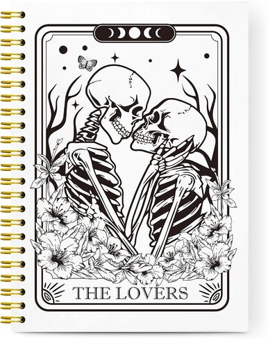Gothic Tarot Spiral Notebook,The Reader Skull Lined Notebook Hardcover,College Ruled Notebook Journal for Writing,Book Lovers Gifts for Women Friend Teens,5.5x8.3 in Saudi Arabia