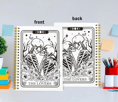 Gothic Tarot Spiral Notebook,The Reader Skull Lined Notebook Hardcover,College Ruled Notebook Journal for Writing,Book Lovers Gifts for Women Friend Teens,5.5x8.3 in Saudi Arabia