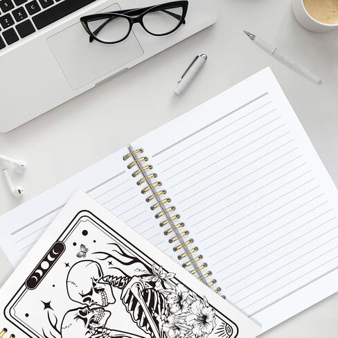 Gothic Tarot Spiral Notebook,The Reader Skull Lined Notebook Hardcover,College Ruled Notebook Journal for Writing,Book Lovers Gifts for Women Friend Teens,5.5x8.3 in Saudi Arabia