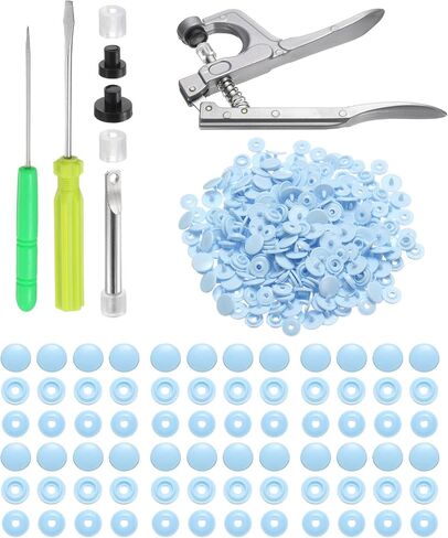 HARFINGTON Plastic Snaps Fasteners with Snap Pliers, 200 Set T3 Round Resin No-Sew Button Snap Fasteners Kit for Clothing Sewing Diapers Bibs Crafting, White in Saudi Arabia
