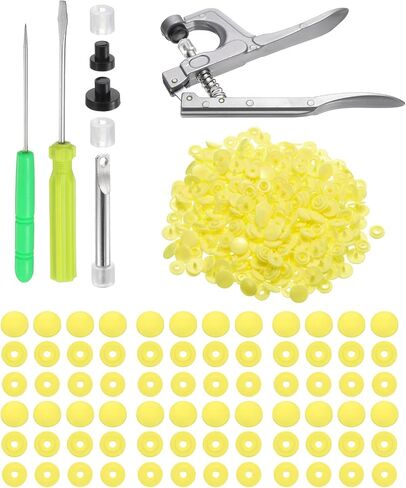 HARFINGTON Plastic Snaps Fasteners with Snap Pliers, 200 Set T3 Round Resin No-Sew Button Snap Fasteners Kit for Clothing Sewing Diapers Bibs Crafting, White in Saudi Arabia