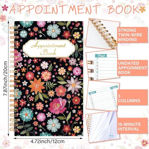 ReliThick Salon Appointment Book 4.72 x 7.87 Inches 2025 Pocket Weekly Planner Mini Size Floral Calendar Schedule Book 108 Pages 53 Week for Women Work Business in Kuwait