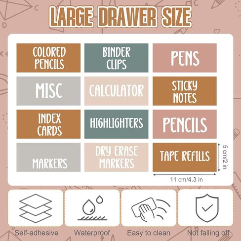 Frienda 84 Pcs 4 Sheet Toolbox Labels Tool Box Storage Stickers Teacher Drawer Tag Colorful Classroom Decor for Back to School Teachers Classroom Organization(Pastel) in Kuwait
