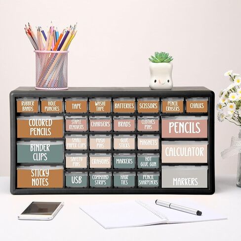 Frienda 84 Pcs 4 Sheet Toolbox Labels Tool Box Storage Stickers Teacher Drawer Tag Colorful Classroom Decor for Back to School Teachers Classroom Organization(Pastel) in Kuwait