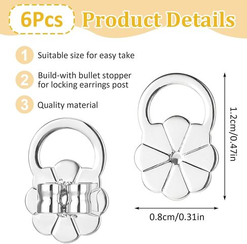 6PCS Earring Lifters Backs, Earring Backs for Droopy Ears Adjustable Anti-Sensitive Secure Large Earrings Backing for Heavy Earrings(Gold) in Saudi Arabia