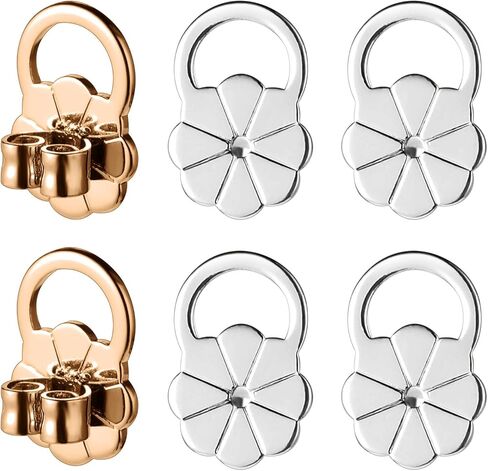 6PCS Earring Lifters Backs, Earring Backs for Droopy Ears Adjustable Anti-Sensitive Secure Large Earrings Backing for Heavy Earrings(Gold) in Kuwait