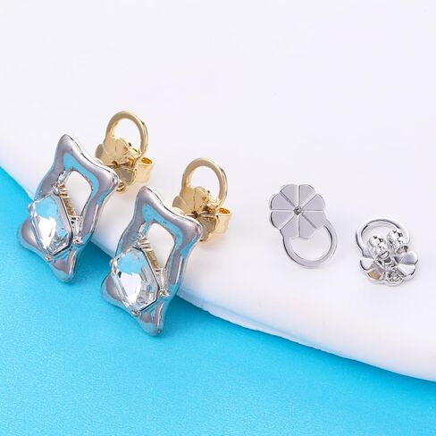 6PCS Earring Lifters Backs, Earring Backs for Droopy Ears Adjustable Anti-Sensitive Secure Large Earrings Backing for Heavy Earrings(Gold) in Kuwait