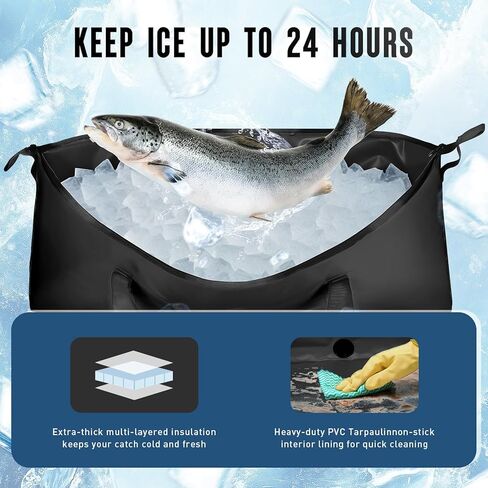 Fish Cooler Bags for Fishing,Insulated Fish Bag 40.1"X16.5" Fish Kill Bag - Fishing Cooler Bags Portable Leakproof Fish Bags for Caught Storage Keep Ice Cold for Over 24 Hours - Blue in Kuwait