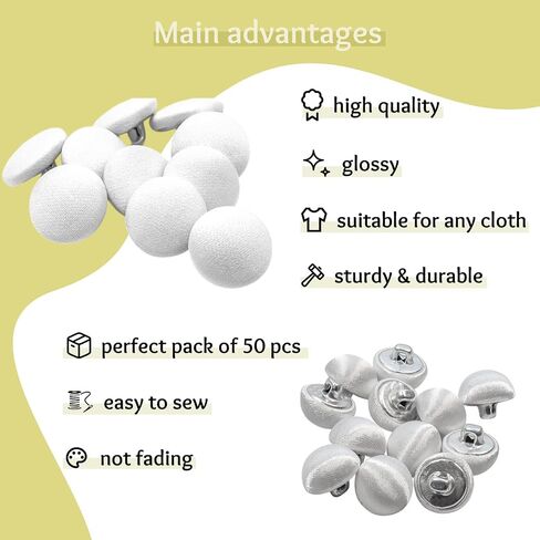 3/4 "50 PCS أزرار بدلة سوداء سوداء 30L أزرار ساتان أسود 0.75 بوصة (19 مم) مع النسيج المعدني المستدير المغطى بسلاسة مثالية لقميص ترسمي in Saudi Arabia