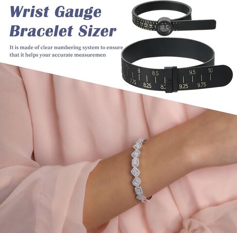 2 Pcs Bracelet Sizer and Ring Measuring Tool Set, Reusable Finger Measure for Ring Size - US Size, Universal Bracelet Measuring Tool for Women Men - UK Sizes (White) in Kuwait