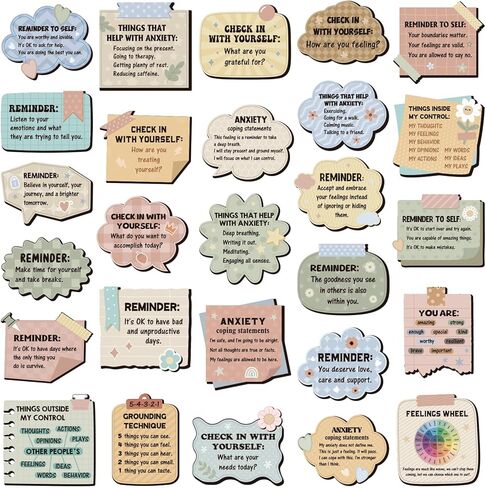 Honoson 324 PCS ملصقات الصحة العقلية للعلامات ، والمكتب ديكور التوعية بالصحة العقلية هدية التفكير الإيجابي التفكير اليومي التأكيد ، ديكور ، in Kuwait