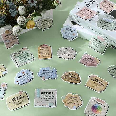 Honoson 324 PCS ملصقات الصحة العقلية للعلامات ، والمكتب ديكور التوعية بالصحة العقلية هدية التفكير الإيجابي التفكير اليومي التأكيد ، ديكور ، in Kuwait