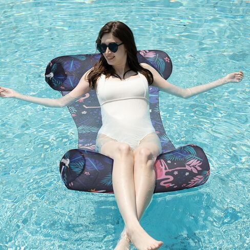 Inflatable Pool Floats for Adults - 1 Pack Water Hammock with Soft Fabric Mesh, Portable Multi-Purpose Floating Lounge Chair, Drifter, & Saddle for Pool, Lake, Beach, and Summer Fun in Kuwait