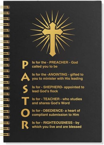 XQLZY Pastor Black Gold Spiral Notebook, Prayer Notebook for Women, Religious Jesus Faith Gifts, Thank You Gifts, Birthday Gifts for Pastors Preachers Ministers, Pastor Retirement Appreciation Gifts in Saudi Arabia