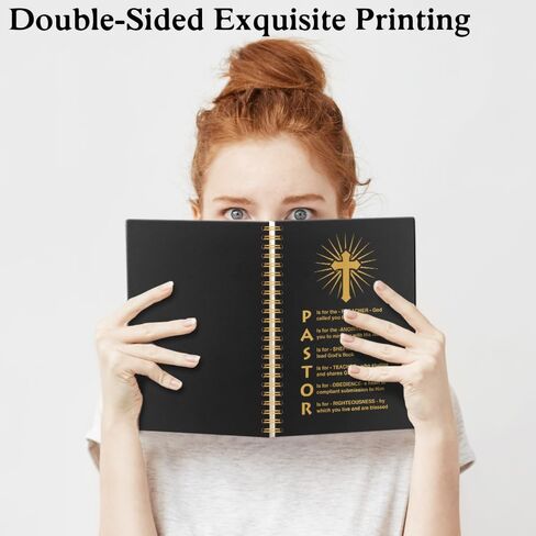 XQLZY Pastor Black Gold Spiral Notebook, Prayer Notebook for Women, Religious Jesus Faith Gifts, Thank You Gifts, Birthday Gifts for Pastors Preachers Ministers, Pastor Retirement Appreciation Gifts in Saudi Arabia