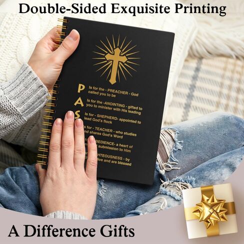 XQLZY Pastor Black Gold Spiral Notebook, Prayer Notebook for Women, Religious Jesus Faith Gifts, Thank You Gifts, Birthday Gifts for Pastors Preachers Ministers, Pastor Retirement Appreciation Gifts in Saudi Arabia