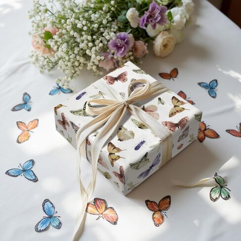 LeZakaa Butterfly Wrapping Paper Roll - Mini Roll - Butterfly in Pink & Purple - Party Gift Wrap for Holiday, Baby Shower, Birthday, Wedding - 17 inches x 16.4 Feet (23.2 sq.ft.) in Saudi Arabia