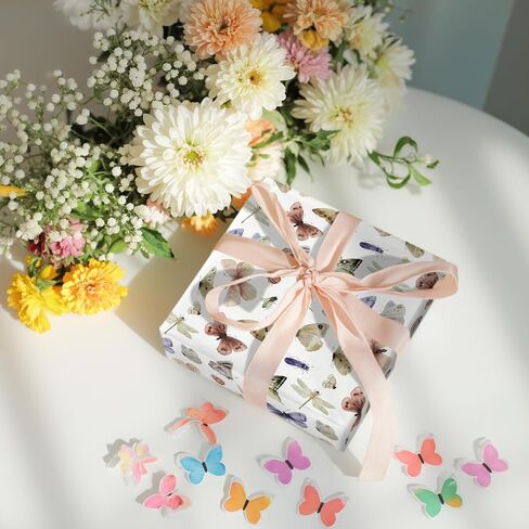 LeZakaa Butterfly Wrapping Paper Roll - Mini Roll - Butterfly in Pink & Purple - Party Gift Wrap for Holiday, Baby Shower, Birthday, Wedding - 17 inches x 16.4 Feet (23.2 sq.ft.) in Saudi Arabia