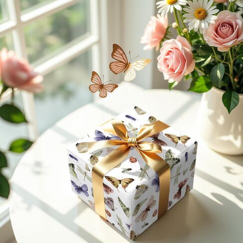 LeZakaa Butterfly Wrapping Paper Roll - Mini Roll - Butterfly in Pink & Purple - Party Gift Wrap for Holiday, Baby Shower, Birthday, Wedding - 17 inches x 16.4 Feet (23.2 sq.ft.) in Saudi Arabia