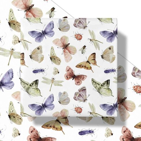LeZakaa Butterfly Wrapping Paper Roll - Mini Roll - Butterfly in Pink & Purple - Party Gift Wrap for Holiday, Baby Shower, Birthday, Wedding - 17 inches x 16.4 Feet (23.2 sq.ft.) in Saudi Arabia