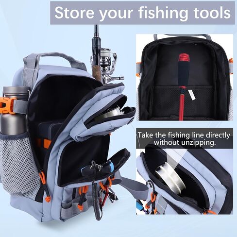Fishing Backpack Tackle Storage Bag with 2 Tackle Boxes(Grey) in Kuwait