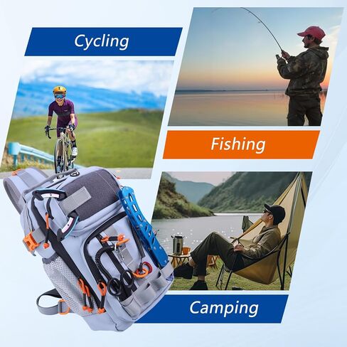Fishing Backpack Tackle Storage Bag with 2 Tackle Boxes(Grey) in Kuwait