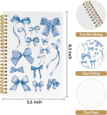 Coquette Pink Bows Journal Notebook - Trendy Preppy Y2k Ribbon Notebooks College Ruled for Teen Girls Women Teacher, Office Back to School Supplies, Hardcover Spiral Notebook 5.5"x8.3" in Saudi Arabia