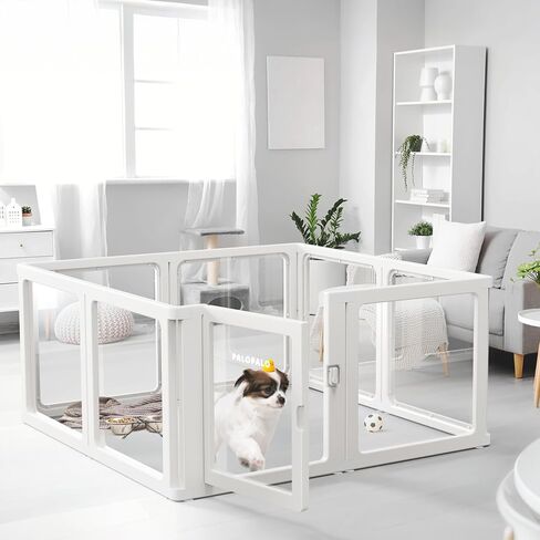 PALOPALO Indoor Outdoor Dog Playpen for Small/Medium Pets | Adjustable Non-Slip Base Puppy & Cat Pen | BPA-Free Plastic Kennel with Easy-Clean Design in Saudi Arabia