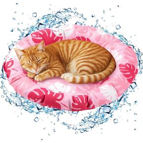 Pet Cooling Mat for Cats and Small Dogs, 18.9'' x 18.9'' x 2.28'' Thickened Cooling Pad Anti-Grab Internal Cold Gel Without Water Filling, Lightweight, Washable, Playmat for Indoor/Outdoor in Kuwait