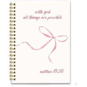 Pink Coquette Bow Bible Spiral Journaling Notebooks for Women Matthew 19:26 With God All Things are Possible Inspirational Pink Christian Spiral Scripture Journal Notebooks 80 Sheets 5.8x8.3 in Saudi Arabia