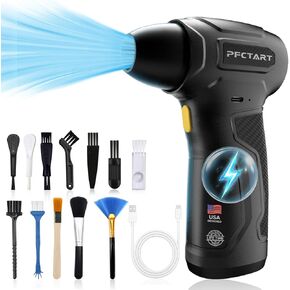 Compressed Air Duster - 200000RPM Super Power Turbo Fan with Brushless Motor, Jet Blower, Electric Air Duster for Keyboard, PC, Car, Home Cleaning Kits Blue in Kuwait