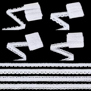 FINGERINSPIRE 7.87 Yards Self-Adhesive Lace Tape 3/4 inch Wide 4 Styles Wavy Edge Lace Sticker Ribbon Cotton Flower Lace Antique White Sticky Eyelet Lace Trim for Scrapbook DIY Card Making Supplies in Saudi Arabia