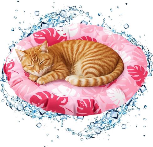 Pet Cooling Mat for Cats and Small Dogs, 18.9'' x 18.9'' x 2.28'' Thickened Cooling Pad Anti-Grab Internal Cold Gel Without Water Filling, Lightweight, Washable, Playmat for Indoor/Outdoor in Kuwait