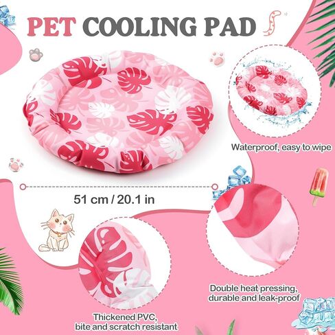 Pet Cooling Mat for Cats and Small Dogs, 18.9'' x 18.9'' x 2.28'' Thickened Cooling Pad Anti-Grab Internal Cold Gel Without Water Filling, Lightweight, Washable, Playmat for Indoor/Outdoor in Kuwait