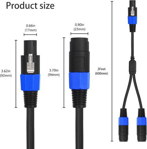 5ft Speakon y Splitter Cable ، NL4FC y Splitter 1 male to 2 femal in Kuwait