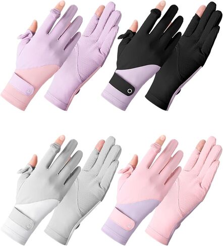 4 Pairs Fishing Gloves for Men Quick-Dry Full Finger UV Protection Sun Protective for Outdoor Hiking Cycling Gym in Kuwait
