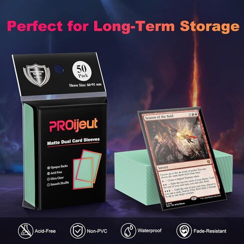 200 Pack Card Sleeves, Matte Dual Trading Card Sleeves with Opaque Back & Smooth Shuffle, Tear Resistant Card Protectors for MTG, TCG and Game Cards (Lagoon Blue) in Saudi Arabia
