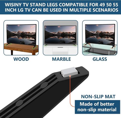 Wisiny TV Legs استبدال LG 60 65 بوصة أرجل تلفزيونية ، متوافقة مع LG TV Stand Models 60uj6050 60UK6090 60UM6900 60UN7300 65UJ6300 65UK6090 65UM6900 65UM7300PUA 65UN6950 with Screws in Kuwait