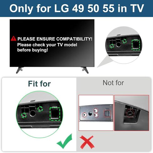 Wisiny TV Legs استبدال LG 60 65 بوصة أرجل تلفزيونية ، متوافقة مع LG TV Stand Models 60uj6050 60UK6090 60UM6900 60UN7300 65UJ6300 65UK6090 65UM6900 65UM7300PUA 65UN6950 with Screws in Kuwait