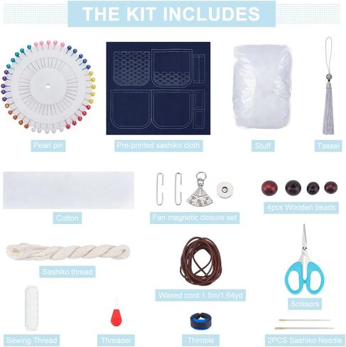 ORIGACH DIY Sashiko Coin Purse Kit with Instruction for Beginners Adults Easy Waves Sashiko Kit with Stamped Pattern Japanese Sashiko Embroidery Bag DIY Sewing Bag Gifts for Friends Mums in Saudi Arabia