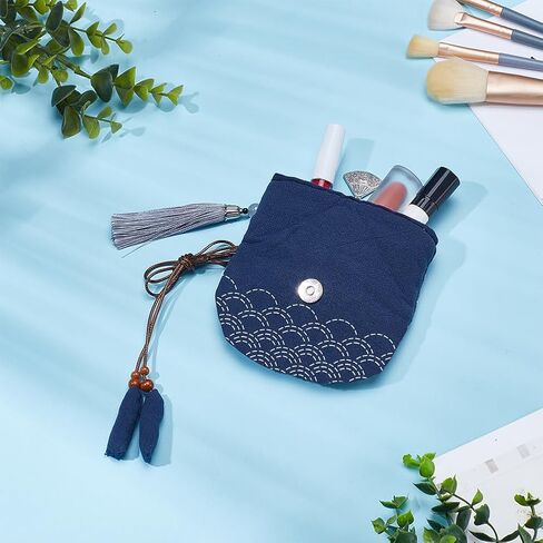 ORIGACH DIY Sashiko Coin Purse Kit with Instruction for Beginners Adults Easy Waves Sashiko Kit with Stamped Pattern Japanese Sashiko Embroidery Bag DIY Sewing Bag Gifts for Friends Mums in Saudi Arabia